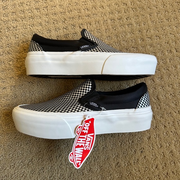 Womens Vans Platform Slip ons with tiny checkers - Picture 1 of 7
